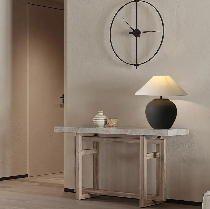 Lampe Zen en Céramique – Abat-jour Tissu