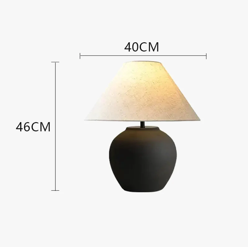 Lampe Zen en Céramique – Abat-jour Tissu