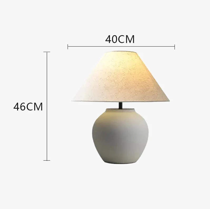 Lampe Zen en Céramique – Abat-jour Tissu