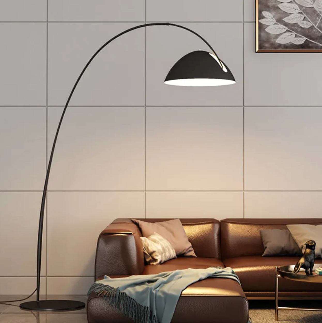 Lampadaire Arc Minimaliste – Noir Mat