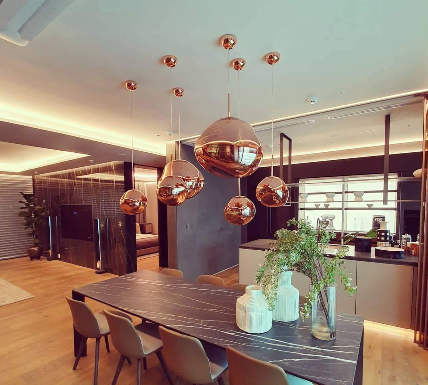 Suspension Galaxie – Verre Effet Fumé, Dimmable, Douille E27