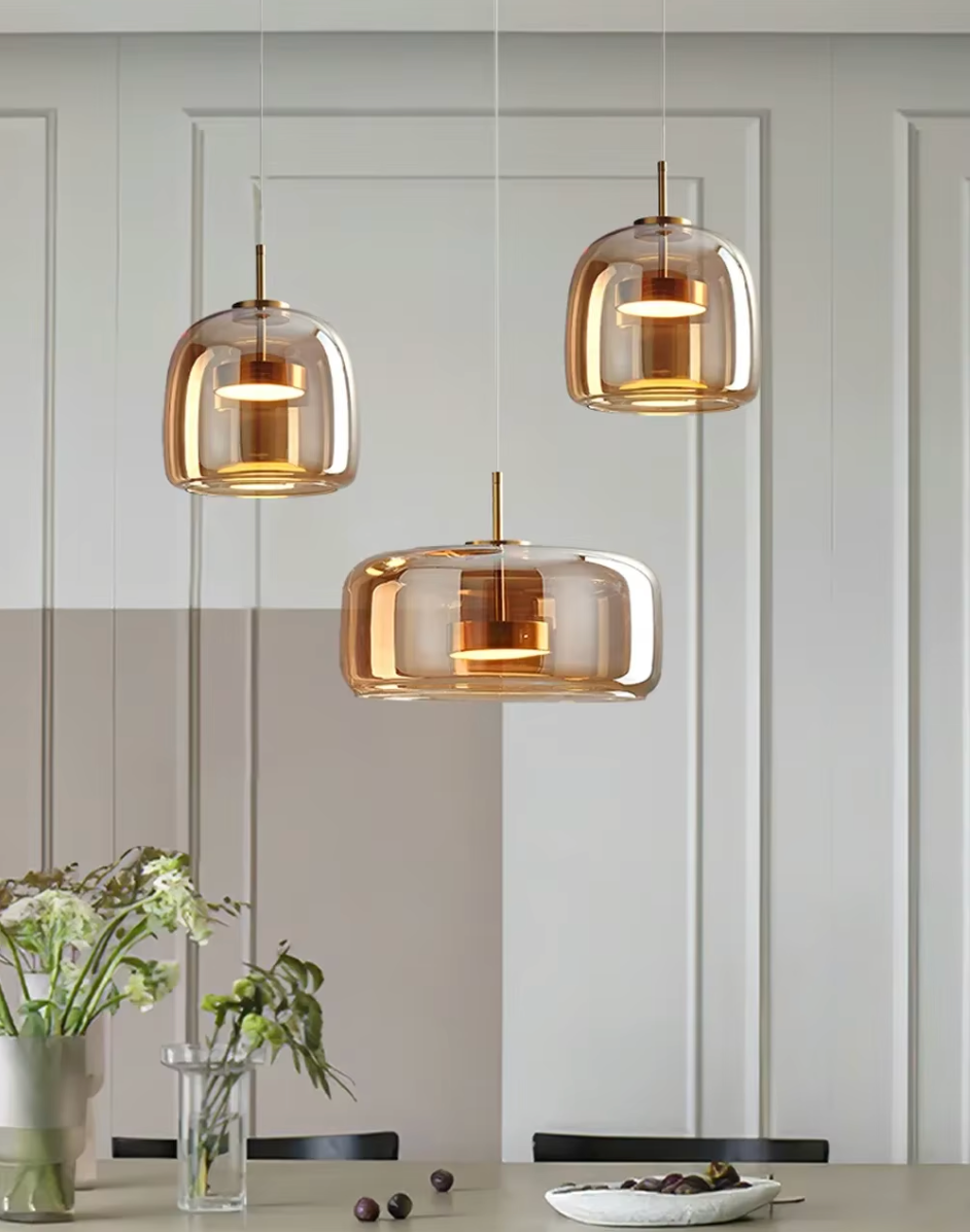 Suspension Design en Verre Fumé – LED Intégrée