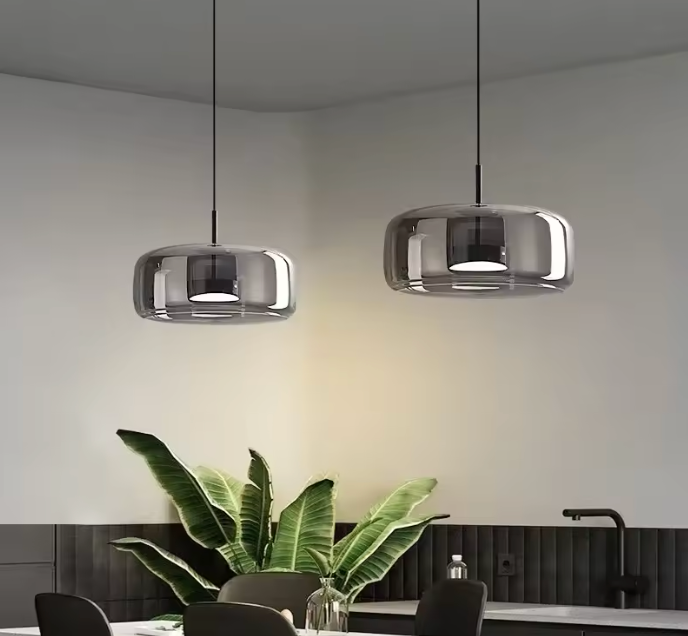 Suspension Design en Verre Fumé