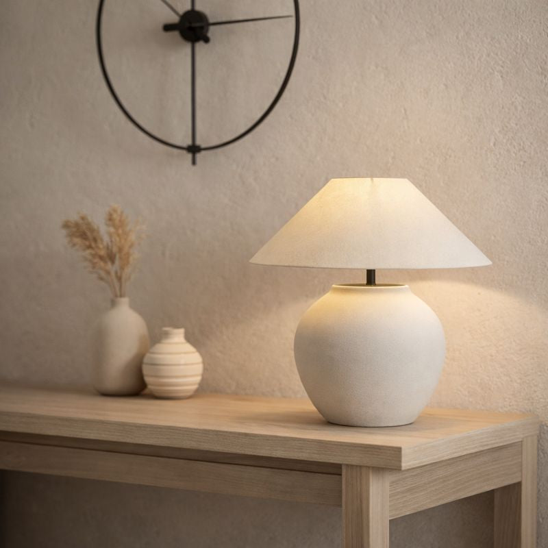 Lampe Zen en Céramique – Abat-jour Tissu