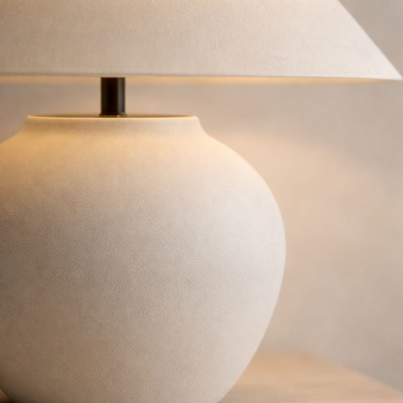 Lampe Zen en Céramique – Abat-jour Tissu