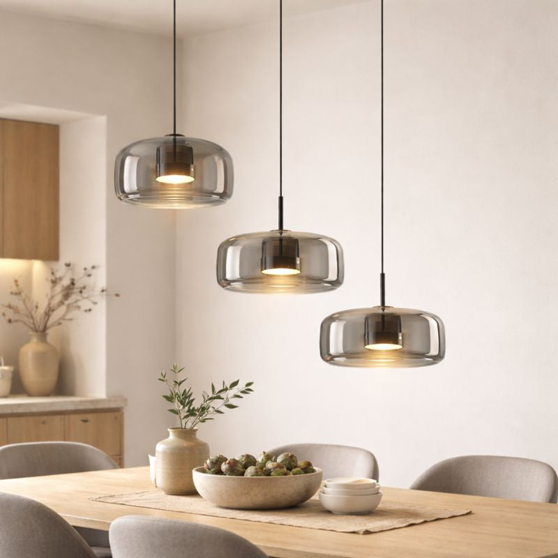 Suspension Design en Verre Fumé – LED Intégrée