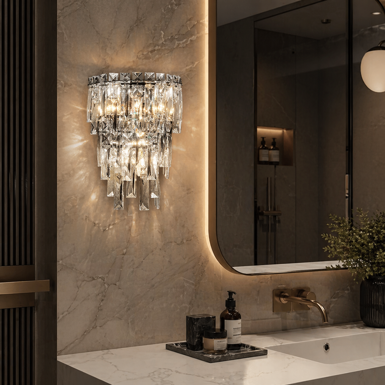 Applique Murale Cristal Éclat — Finition Chrome