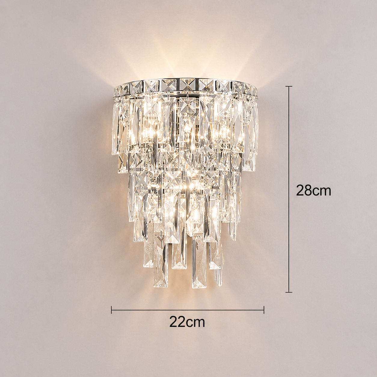 Applique Murale Cristal Éclat — Finition Chrome
