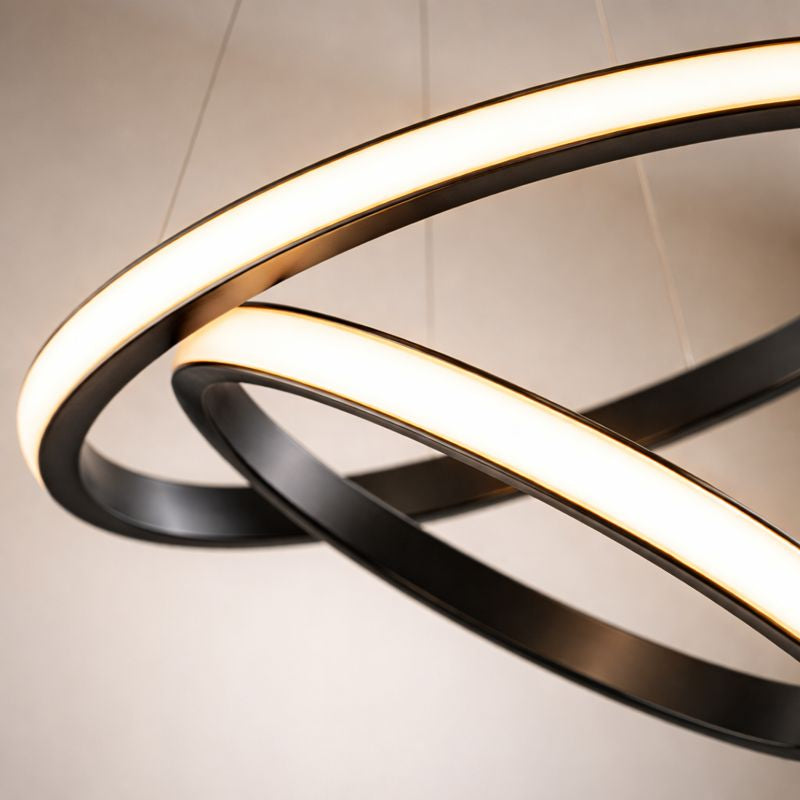 Suspension Orbitale LED – Double Anneau, Noir ou Doré, Dimmable