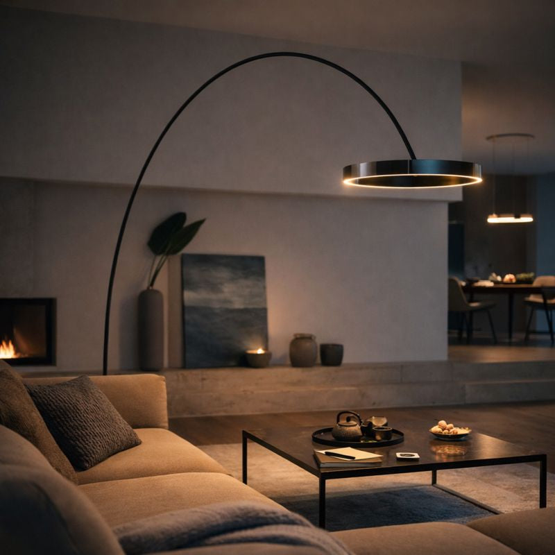 Lampadaire Arc LED – Éclairage Double, Design Minimaliste