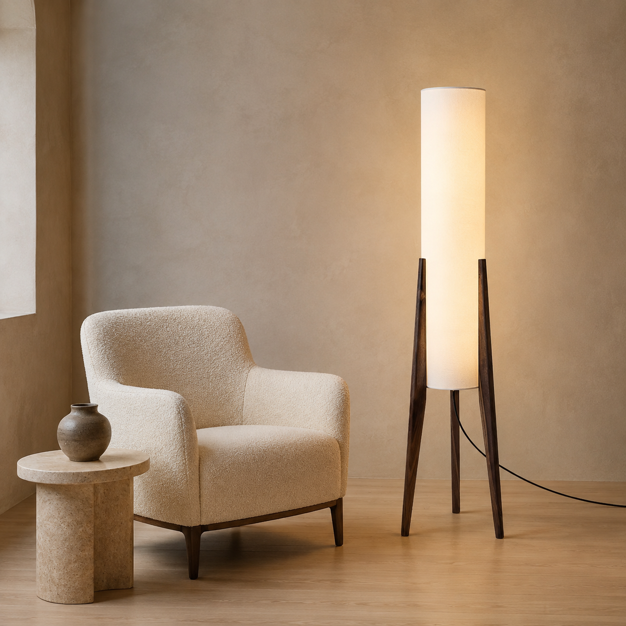 LAMPADAIRE WABI — BOIS & LUMIÈRE DOUCE