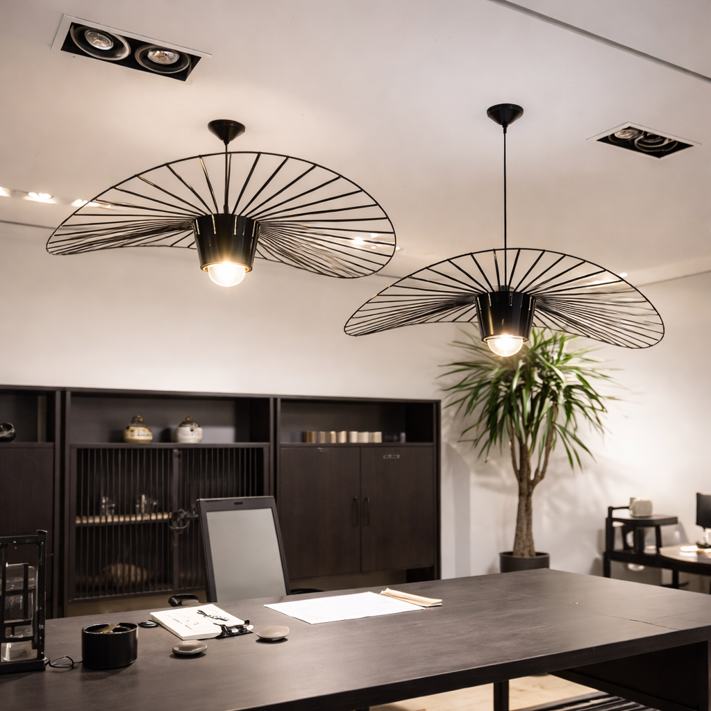 Suspension Canopée Sculpturale – Design Filaire Noir