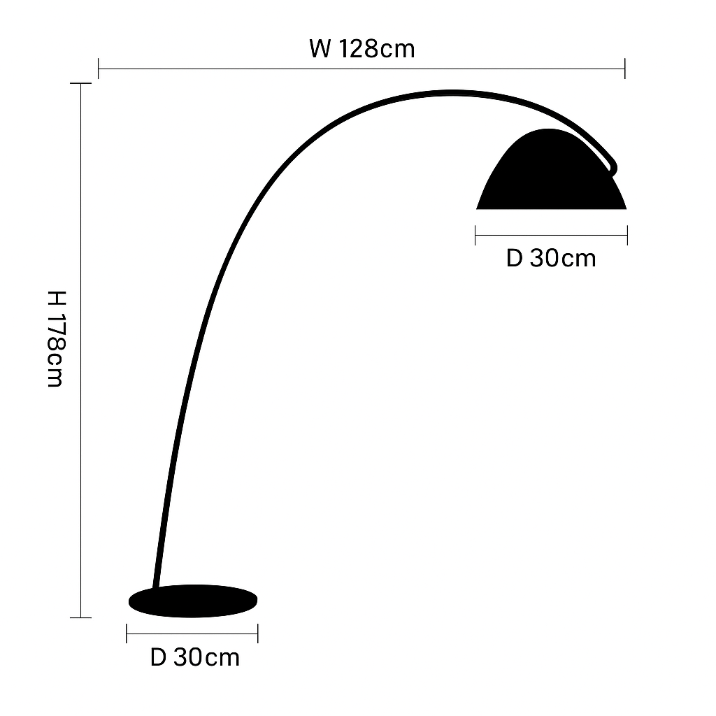 Lampadaire Arc Minimaliste – Noir Mat
