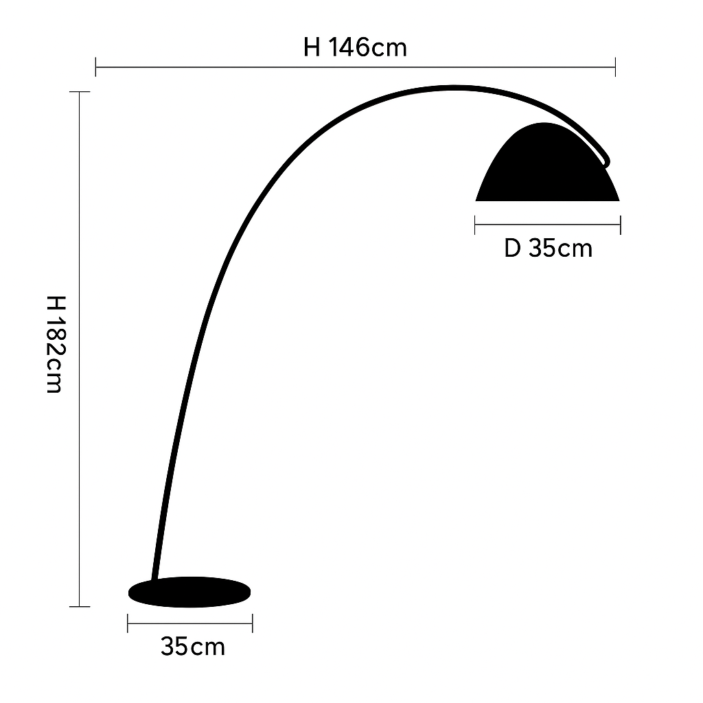 Lampadaire Arc Minimaliste – Noir Mat