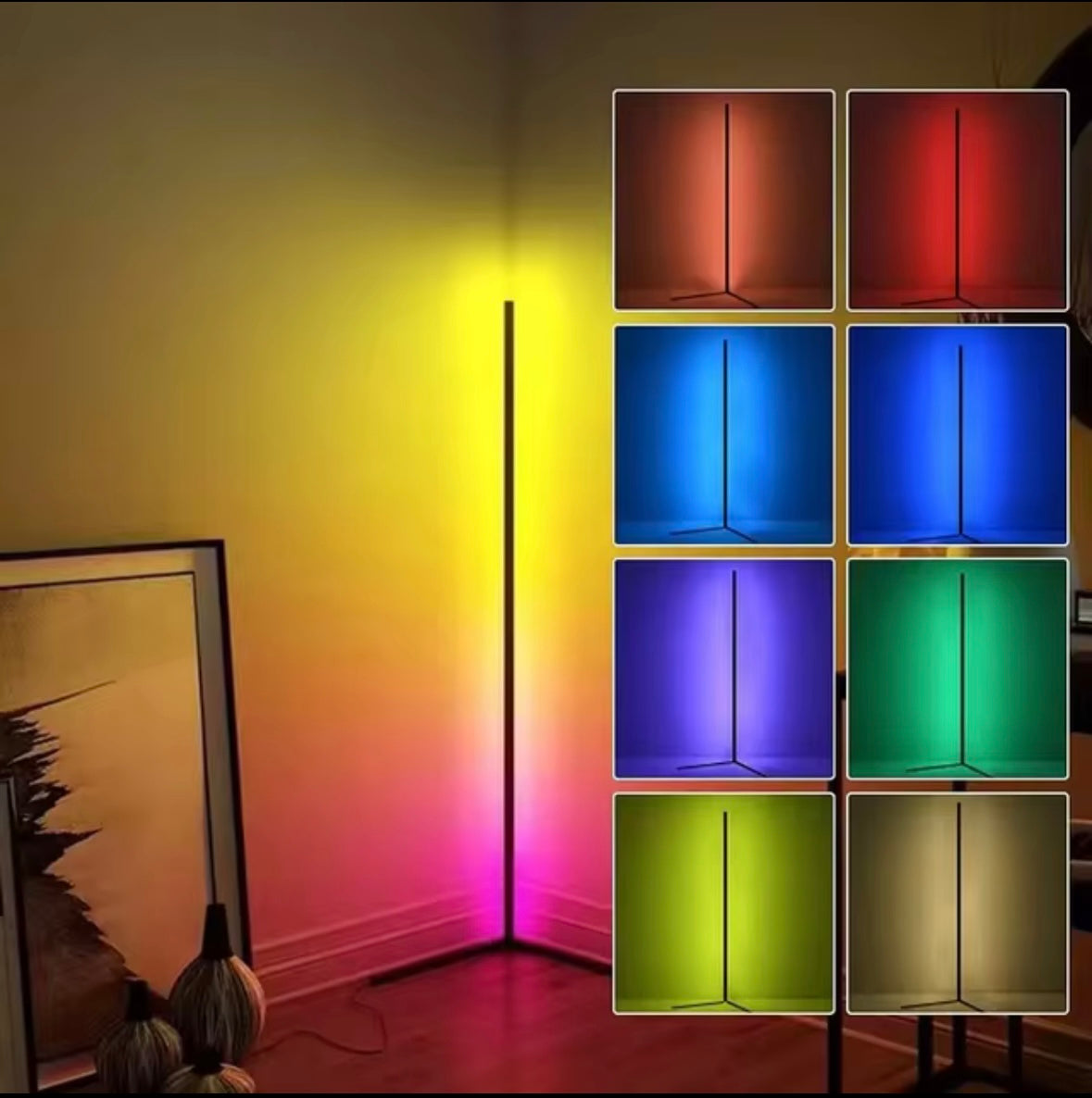 Lampadaire d’Angle Minimaliste, Lumière Ambiance