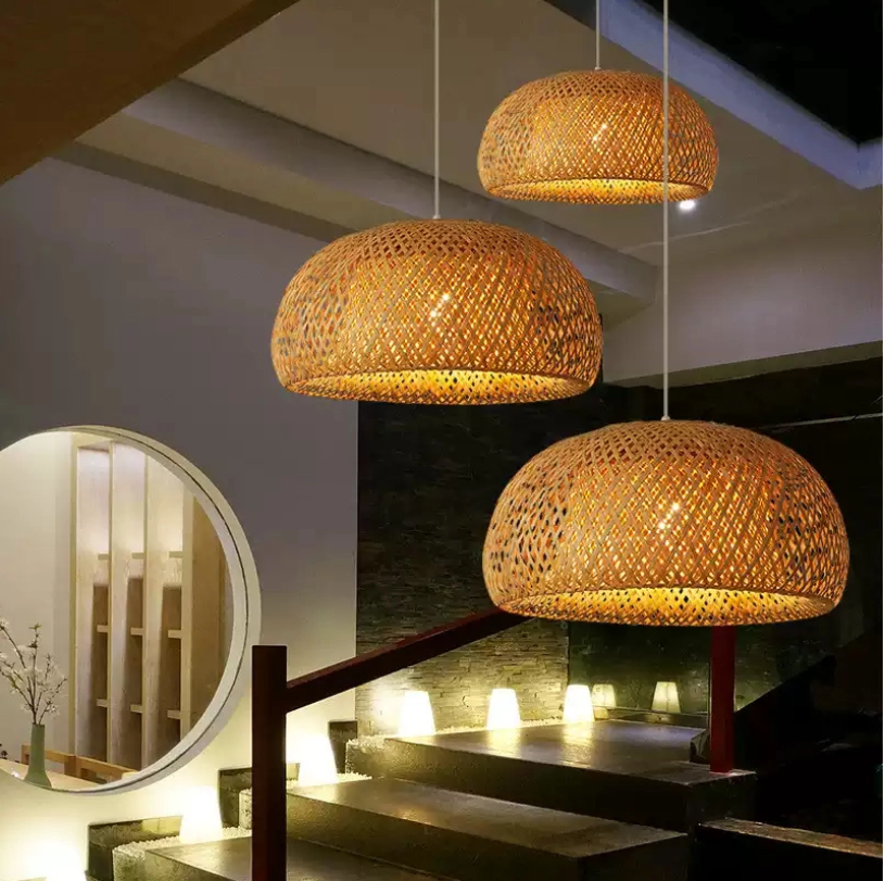 Lanterne Suspendue en Bambou & Rotin