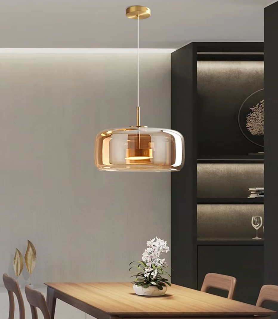 Suspension Design en Verre Fumé