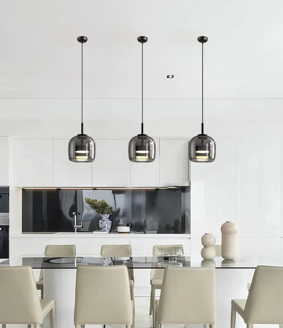 Suspension Design en Verre Fumé