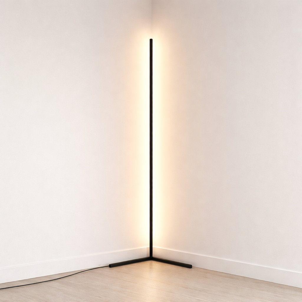 Lampadaire d’Angle Minimaliste, Lumière Ambiance