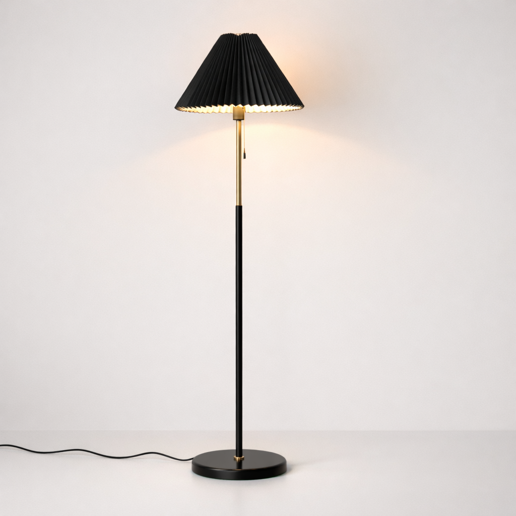 Lampadaire Design — Abat-jour plissé