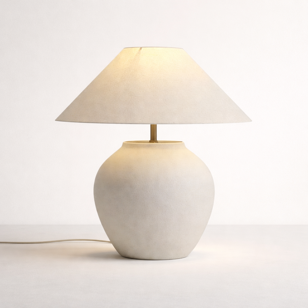 Lampe Zen en Céramique – Abat-jour Tissu