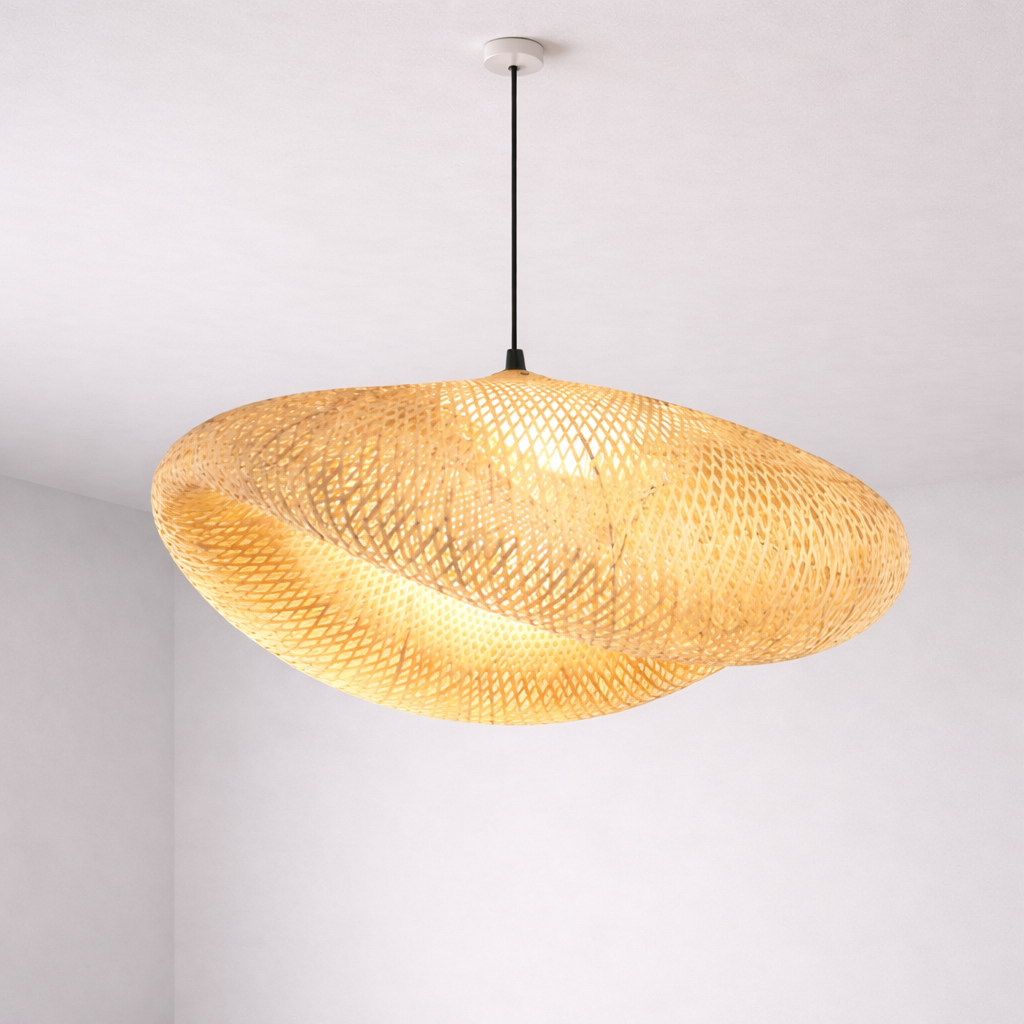 Suspension Artisanale en Bambou – Tressage Main, Style Bohème Chic