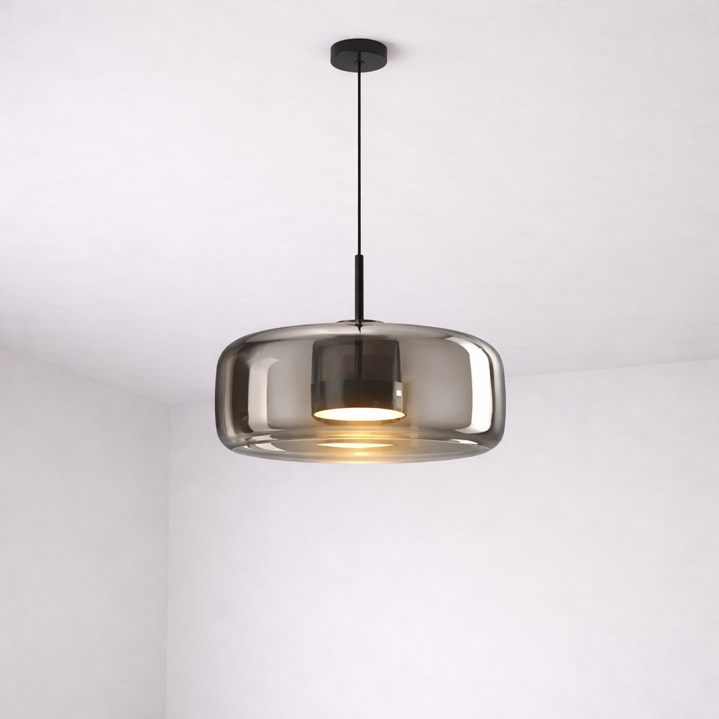 Suspension Design en Verre Fumé – LED Intégrée