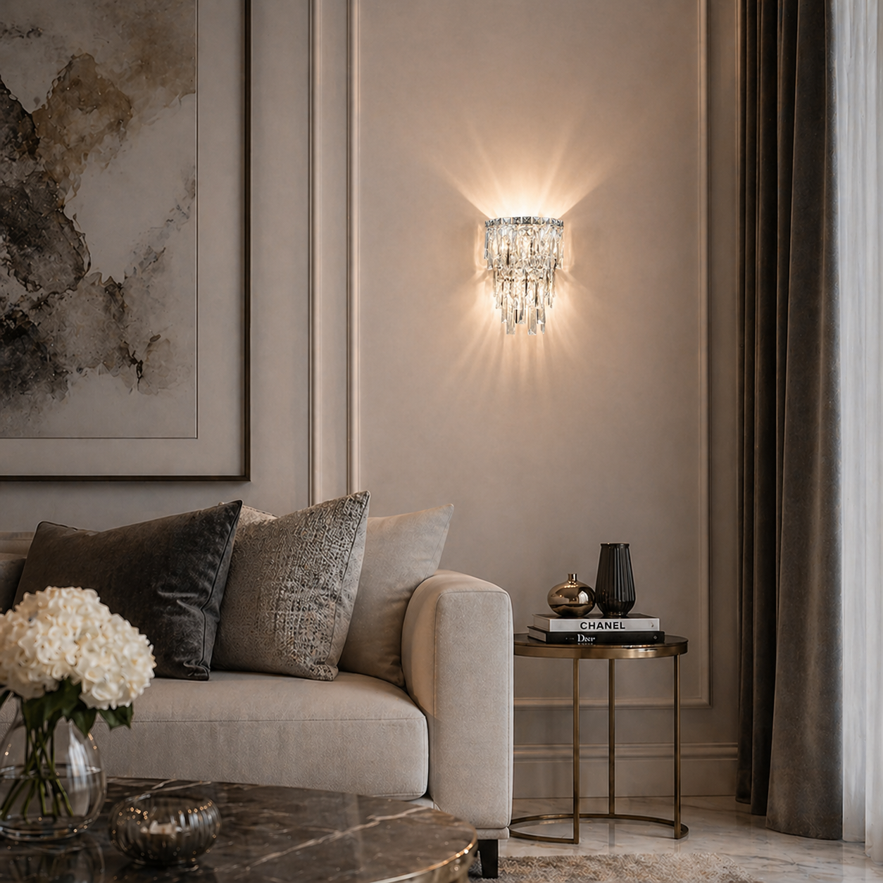 Applique Murale Cristal Éclat — Finition Chrome