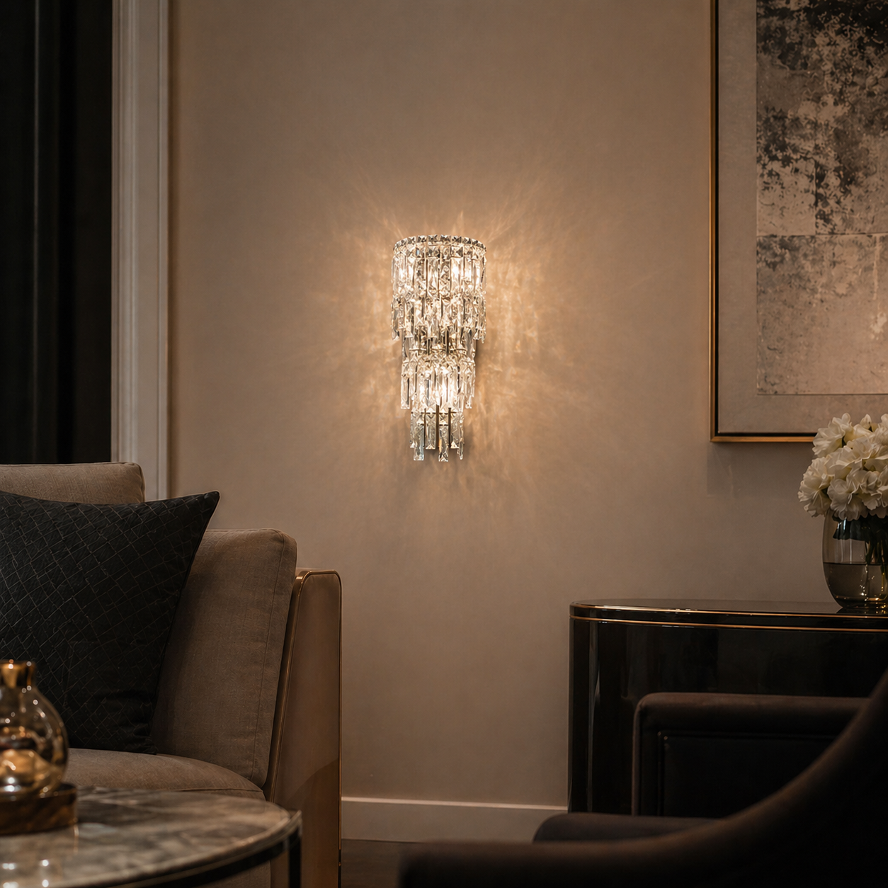 Applique Murale Cristal Éclat — Finition Chrome