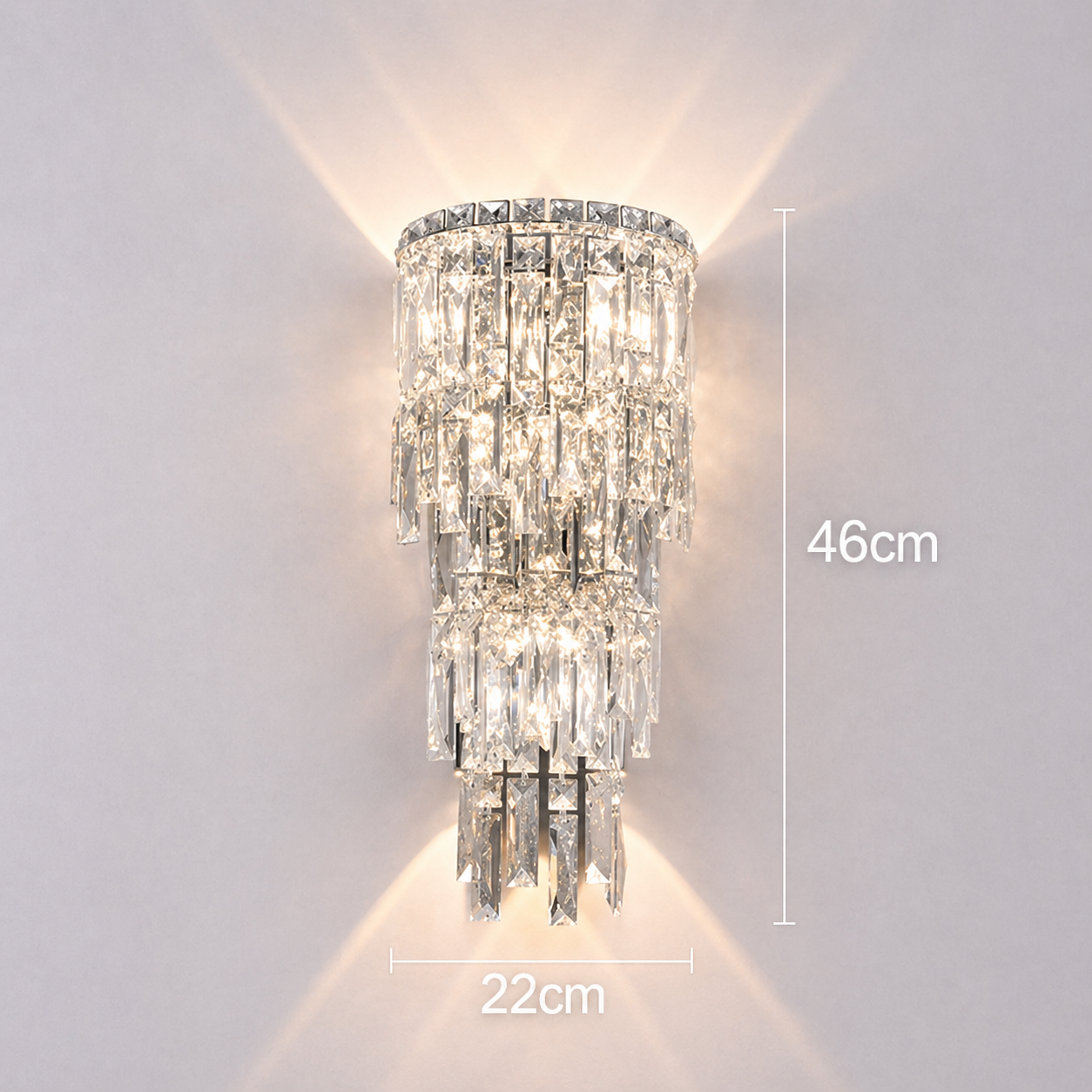 Applique Murale Cristal Éclat — Finition Chrome