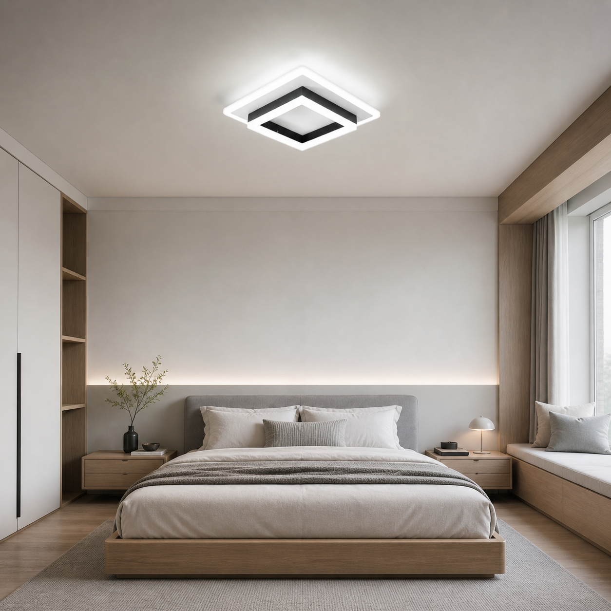 Plafonnier Carré LED Noir & Blanc