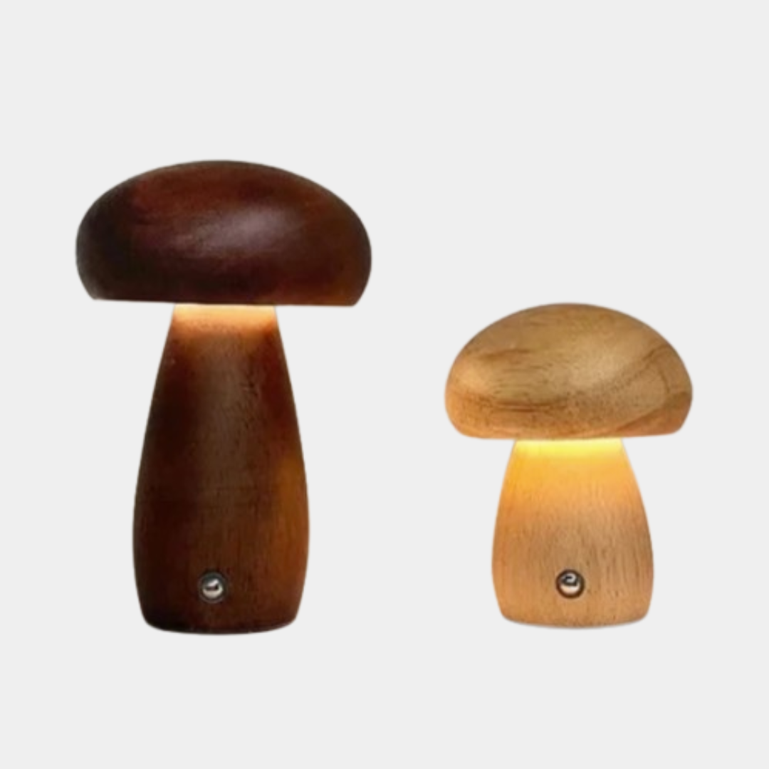 Lampe Champignon en Bois