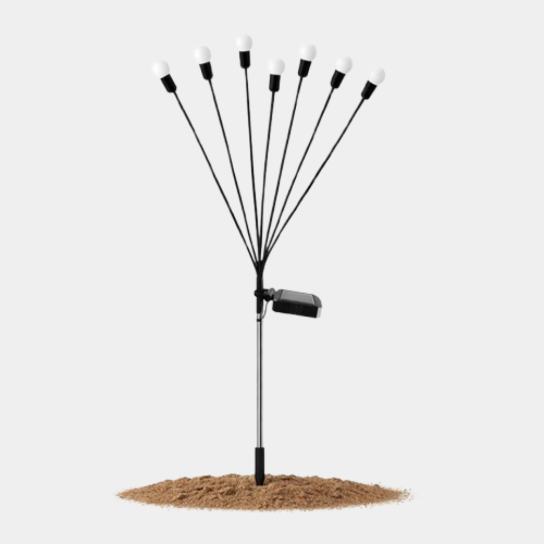 Oscillating solar garden lighting